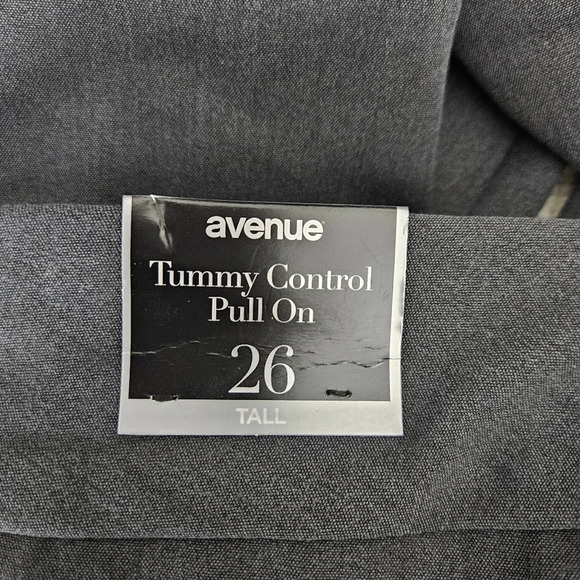 Avenue Straight Leg Dress Pants Gray Pull On Tummy Control High Rise 26 Tall - Picture 6 of 9